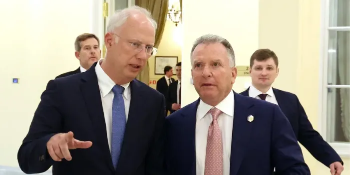 Kirill Dmitriev and Steve Witkoff (Photo: Sputnik/Vyacheslav Prokofyev/Pool via REUTERS), here reposted from The New Voice of Ukraine.